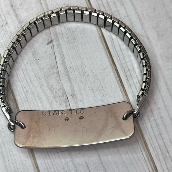 Diabetic Alert Medical Bracelet Stainless Steel Stretch Unisex - Picture 4 of 5